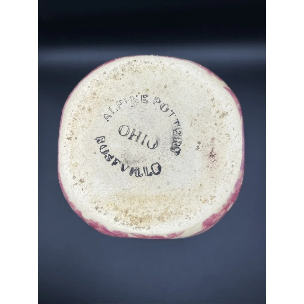 Vtg. Alpine Pottery-Roseville-Apple Design Sponge‎ Paint Milk Bottle Cottagecore